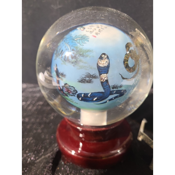Wang Xisan Ji School Reverse Painting of Snakes Crystal Globe