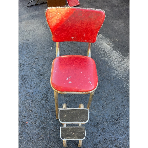 Vintage Red Stool with steps