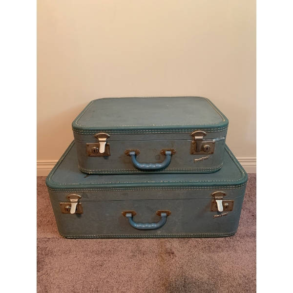 Two Travelgard Suitcases with Contents, Mid-20th Century Vintage Contents Included