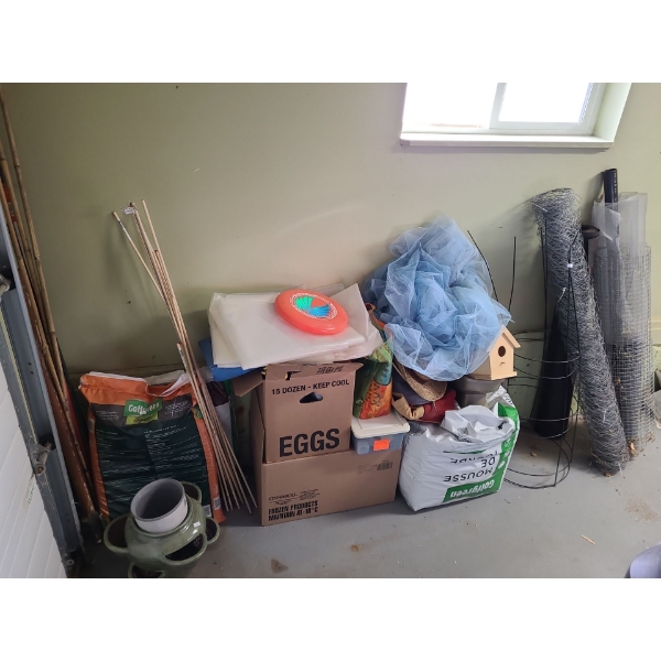 Assorted Gardening Lot (Soil, Accessories, Wire)