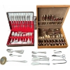 Image 1 : Two Sets of Flatware in Wooden Cases, Assorted Pieces
