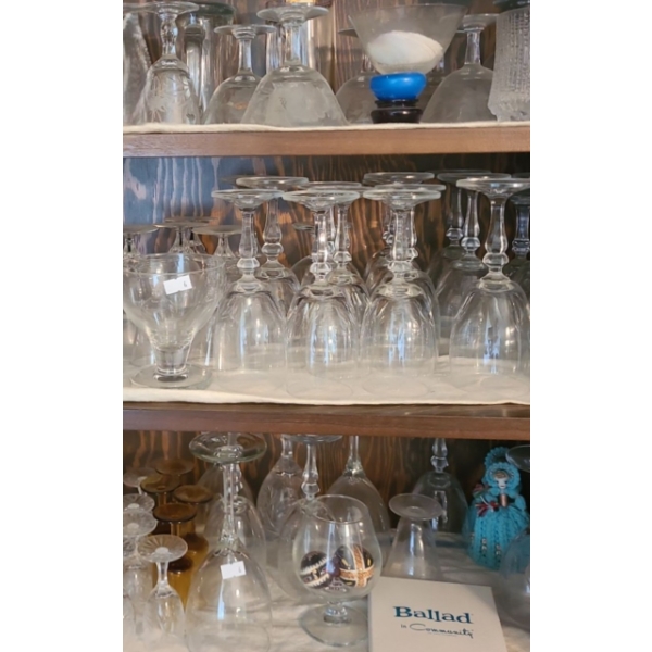 Assorted Barware Including: Wine Glasses (Some Crystal) and Other Glasses