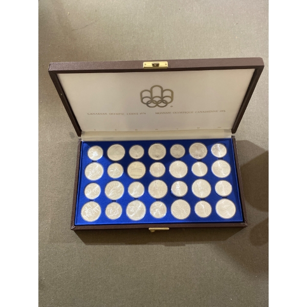 1976 Canadian Olympic Sterling Silver Coin Set in Original Wooden Case