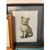 Image 6 : Two cross stitch cat pieces (14x11.5in) and (15x13in), vintage art piece by Jim Lamb named "little s