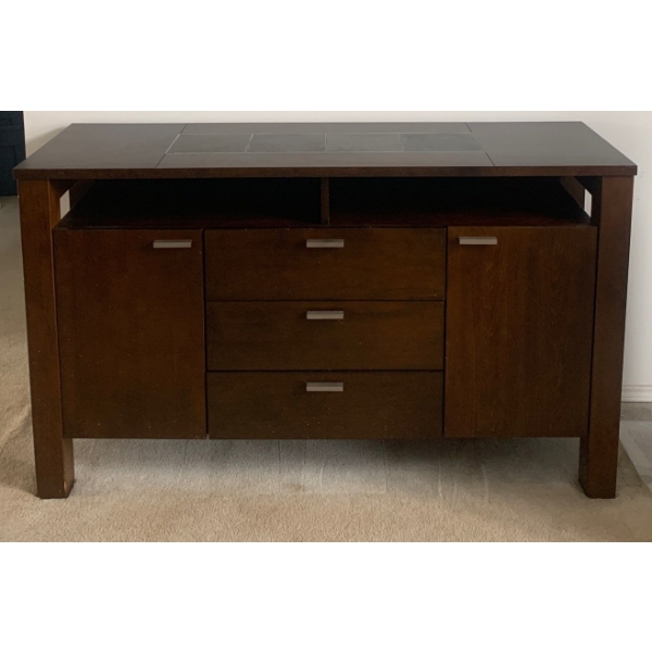 Mahogany w/ Stone Embelishment Console Table 59x19x34