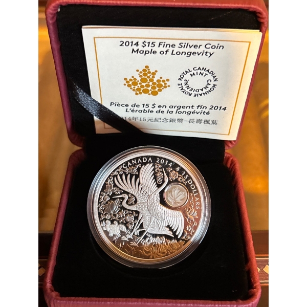 2014 $15 Maple of Longevity - Pure Silver Coin