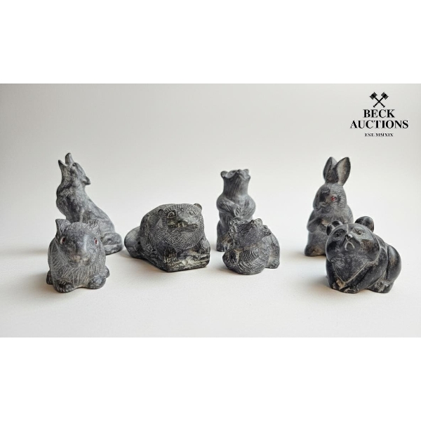 Collection Of Vintage "Wolf Original" Soapstone Animal Figurines. 