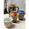 Image 4 : Set of 3 Antique Chinese Porcelain Cup Octagonal Qing - Republic Era Red GreenLimoges porcelain 