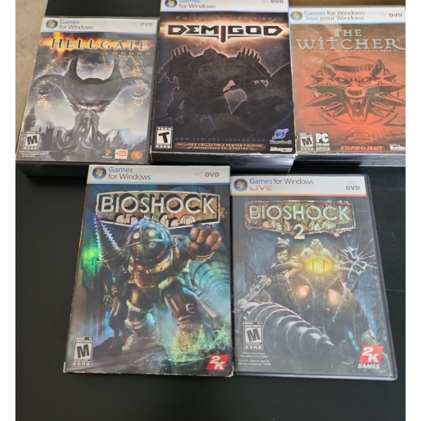 Assorted PC Games: Hellgate London, Demigod, The Witcher, Bioshock 1 and 2 