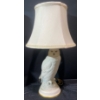 Image 5 : Franklin Mint Hand Painted Fine Bisque Porcelain Silk Shade Snowy Owl Lamp & Clock Set