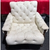 Image 1 : White Fake Leather Chair with Wooden Framing 33Wx33Dx32H seat 15H