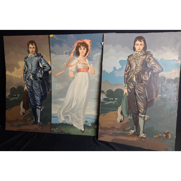 Trio of Paintings 18 X 28 (Brown Outfit/ Mounted on Board as Well), Unframed
