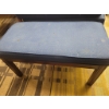 Image 1 : Rectangular Wood Bench with Blue Upholstered Seat