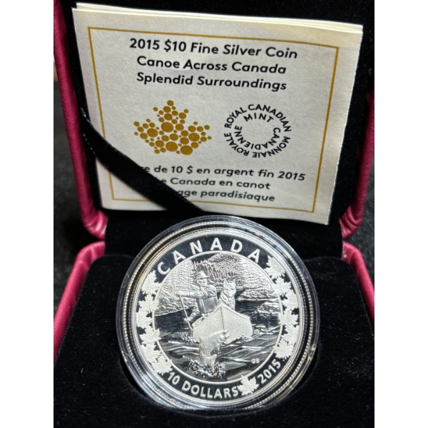 2015 $10 Canoe Across Canada: Splendid Surroundings Pure Silver 15.87g RCM