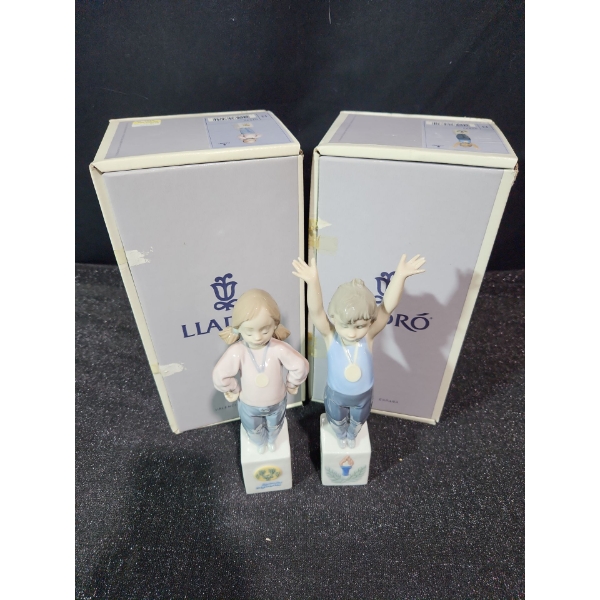 Lladro Figurines "Olympic Pride" 8 T and "Olympic Champion" 9 T w/ Boxes