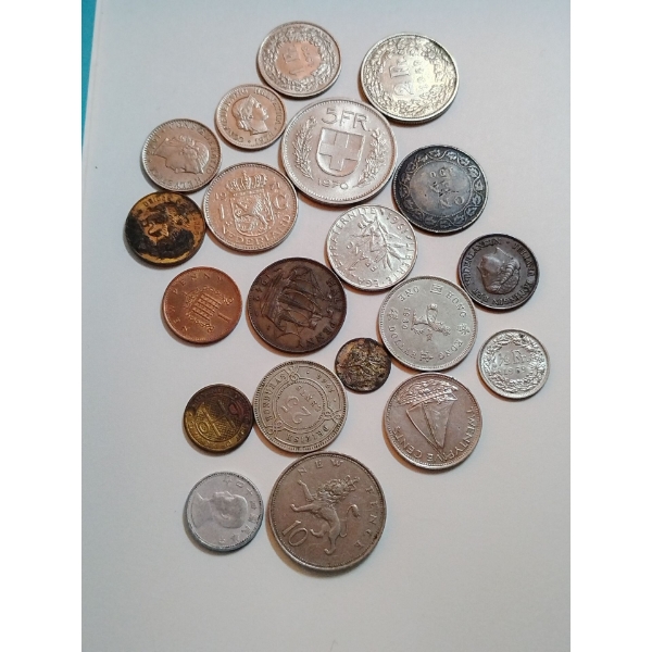Assortment of 1900s Coins Including Francs 