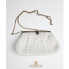 Image 5 : Vintage Beige Crocheted Blanket, Kangol Hat, and White Handbag Set