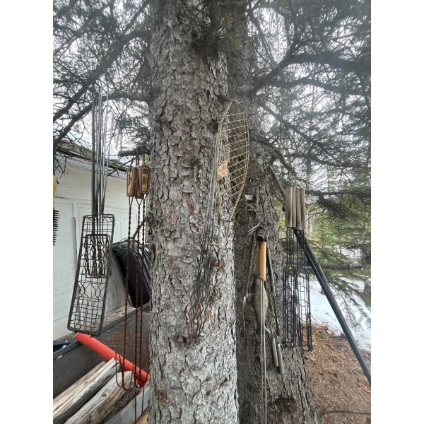 large collection of campfire, cooking devices, wiener sticks, fish cooker, and toasters so many grea