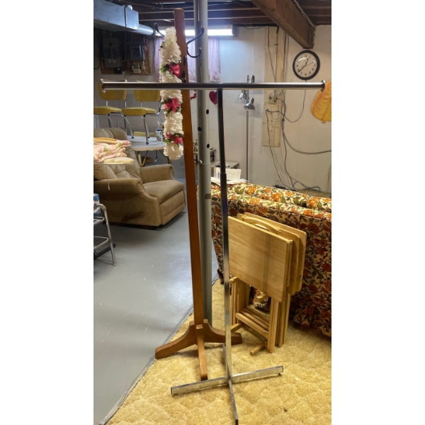 6 Ft. Tall Coat Tree w/ Garment Rack & Collapsable Nesting Tables