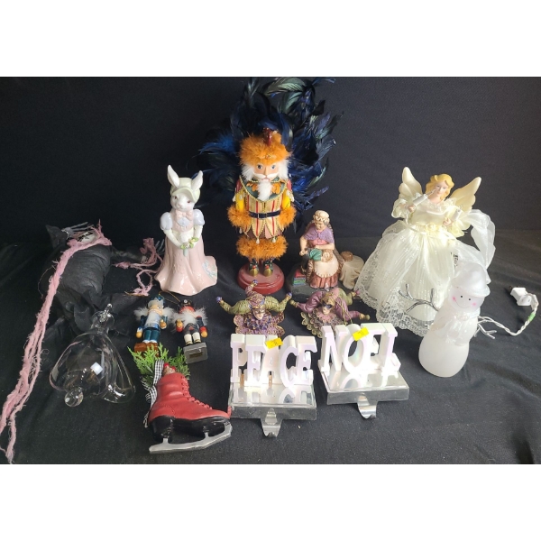 Assorted Holiday Decor Including: Rabbit 9" T, Tree Ghoul, Christmas Ornaments and Decorations