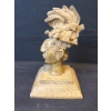 Image 3 : Carved Stone Statue with Detailed Headdress on Square Base