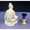 Image 2 : White Porcelain Figure 6.5H and British Navy Pusser's Rum Bottle