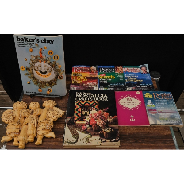 2000's Craft Set - Readers Digest, Crafting Books with Vintage Baked Clay Figurine