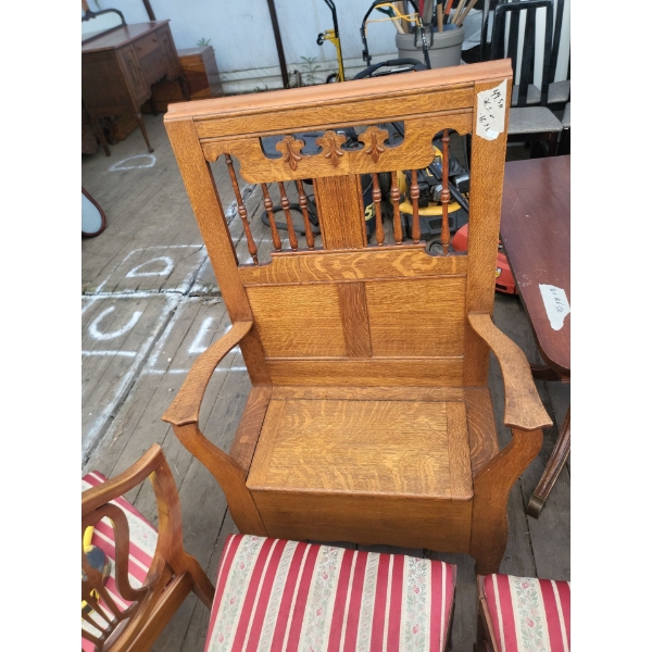 Wooden Accent Chair With Storage (49.5" x 26.5" x 16.5" Inches)  (Storage: 23.5" x 12" x 8.5")