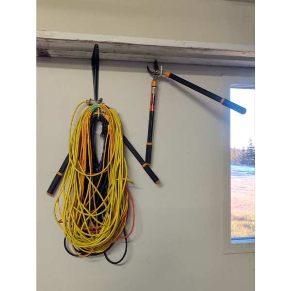 Extention Cord Collection w/ 2 Garden Snips & Shop Cabinet Contents 