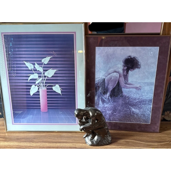 Home Decor Collection - Pair of Prints (Largest 22x28) W/ Man Figurine By JB 78 