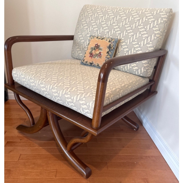Rosewood Elephant Chair Upholstered In Fine Silk By Jim Thompson 26x26x35