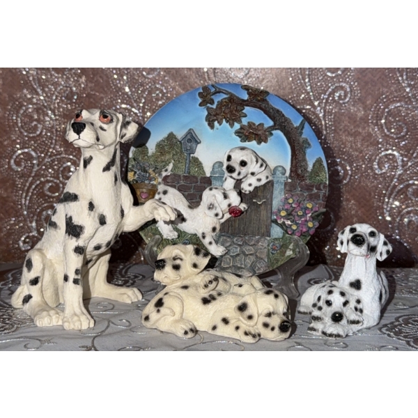 Dalmatian Dog Figurine and Plate Collection