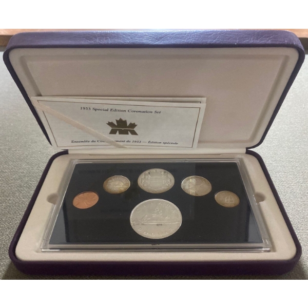 1953 Coronation Set With Fine Silver Dollar 92.5% Silver 48.545 Grams
