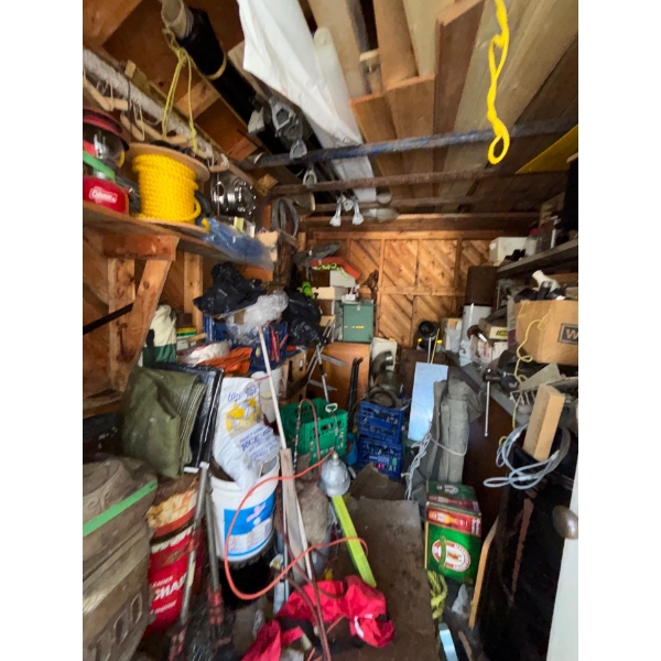 Treasure hunt all contents of shed, includes rigid large pipe wrench a number of vintage and antique