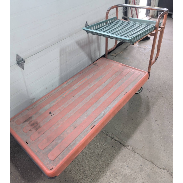 Industrial Steel Platform Cart with Top Shelf and 6 Wheels