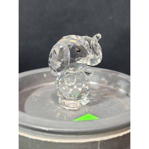 Swarovski Crystal Elephant Figurine with Original Cylindrical Packaging