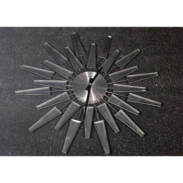 Edwardian-Era Cut Glass and George Nelson Mirrored Starburst Wall Clock