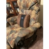 Image 2 : Patterned Reclining Armchair and Ottoman Set with Metal Base