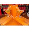Image 2 : German Book Collection w/ Assorted Shelf Decor - Hand Carved Book Ends Bunny Figurines Candles & Mor