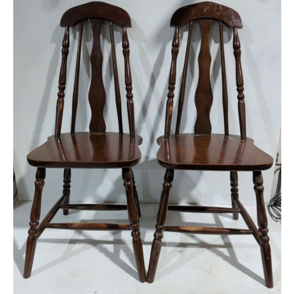 20th Century Splat Back Spindle Chairs 15"x 35"(Chair Pair)