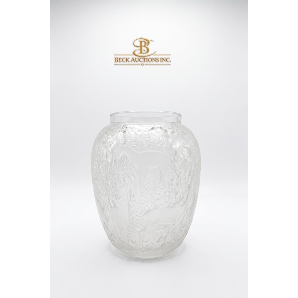 Lalique France Frosted Crystal BICHES Deer Forest 7''INCHES HEIGHT