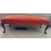 Image 2 : Vintage Oak Clawfoot Ottoman / Bench w/ Pumkin Upholstery & Stud Detail 34L