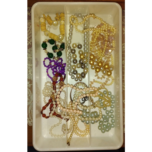 Assortment of  Bracelets, Earrings, Necklaces  Box of Costume Vintage Jewelry & Accessories