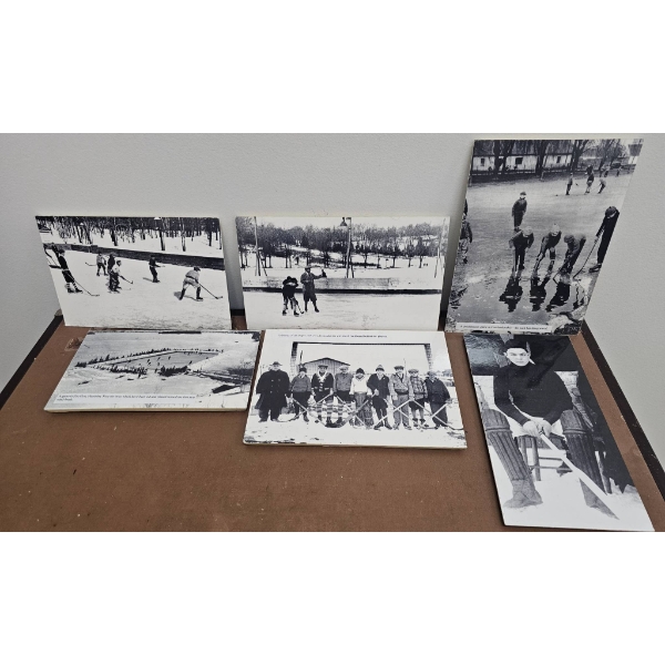 Vintage Black-and-White Ice Hockey-Themed Photographs