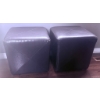 Image 2 : Faux Leather Cube Ottomans in Dark Metallic Finish