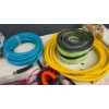 Image 7 : Tools and Accessories Including Klein Tools Multimeter, Vevor Hinge Jig, and Cables