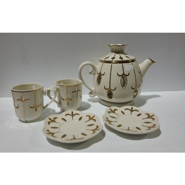 Partylight Faux "Teapot" 6 T, "Mugs" 2.5 T, "Saucer" 4" Diameter- For Candle Use