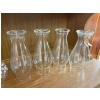 Image 3 : 4 VTG BEADED TOP GLASS OIL HURRICANE LAMP CHIMNEY GLOBE plus 4 others, and wooden chair. 