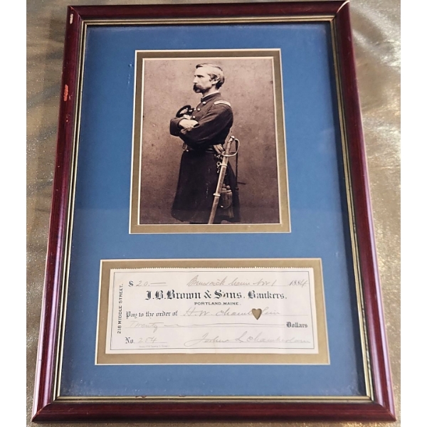 Joshua Chamberlain- Gettysburgh War Hero Photo and Personalized Cheque 1884 