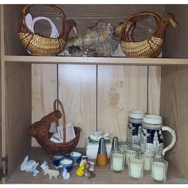 Baskets, Beer Steins, Candles, Ceramic Tea Set and more